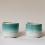Load image into Gallery viewer, cup flat white coffee in ombre turquoise
